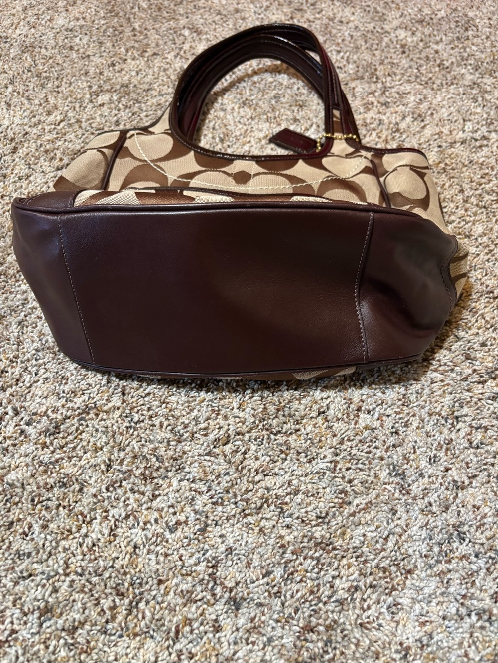 E159 Vintage Coach Brown Signature Hobo Shoulder Bag w/checkbook cover - Picture 8 of 16